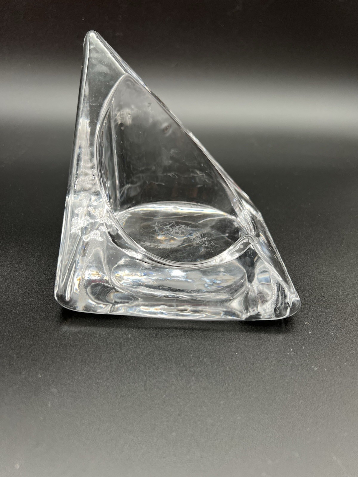 MCM Nybro Crystal Pyramid Shaped Candle Holder From Sweden, Tord Kjellstrom