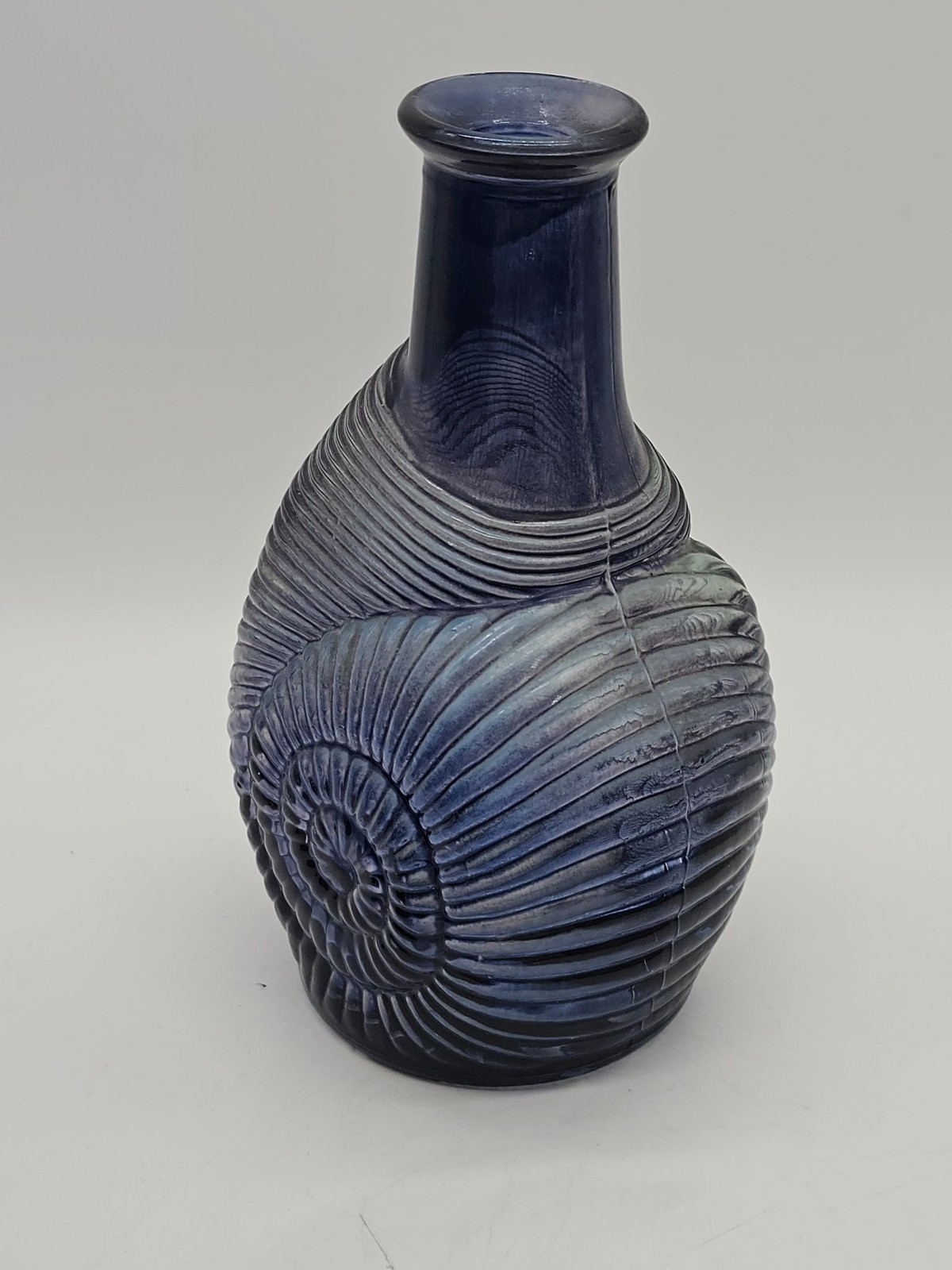 Vintage Glass Bottle Shell Shape Ammolite Amonite Decorative Collectible Purple