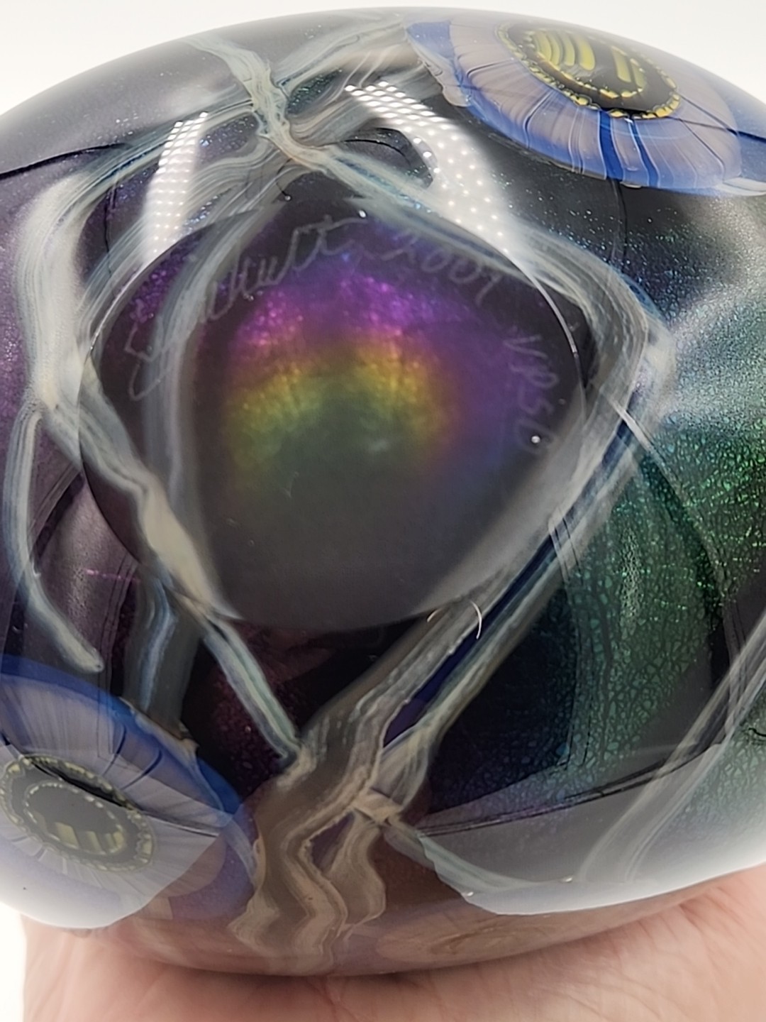 Eickholt 2001 Multicolored Dichroic Seascape Urchin Glass Vase 5 1/4″ T