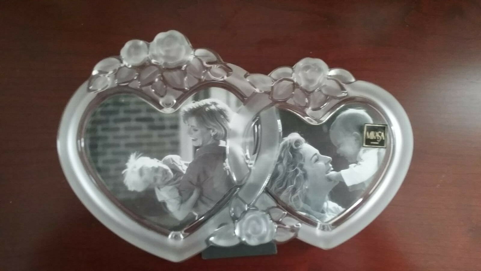 Mikasa Rosemont Double Heart Photo Picture Glass Frame SA692/836 With Box