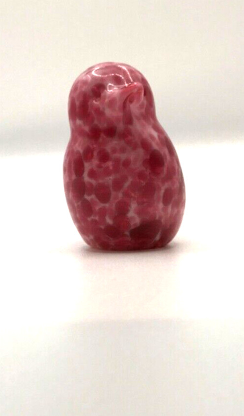 Glass Bird Paperweight Pink Marbled Swirl Rare Signed Alex Eagles 2.25” x 4”