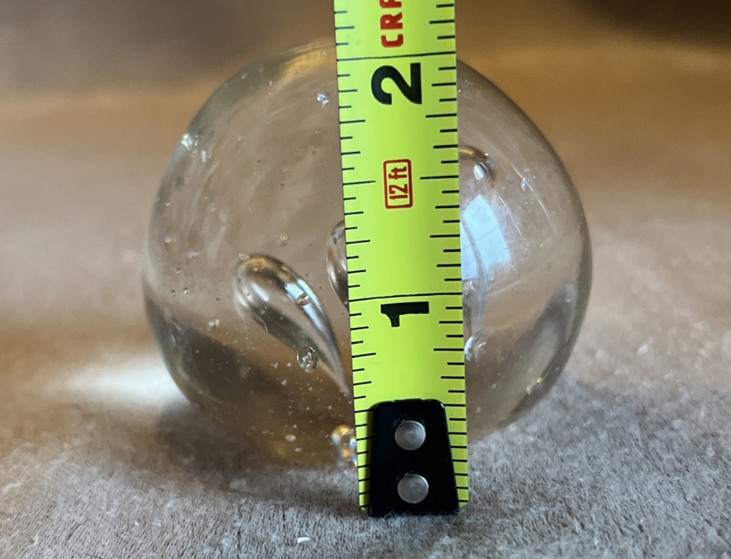 VTG Small Paperweight Round Art Glass Sphere Suspended Bubble 2”X2” Chip Bottom
