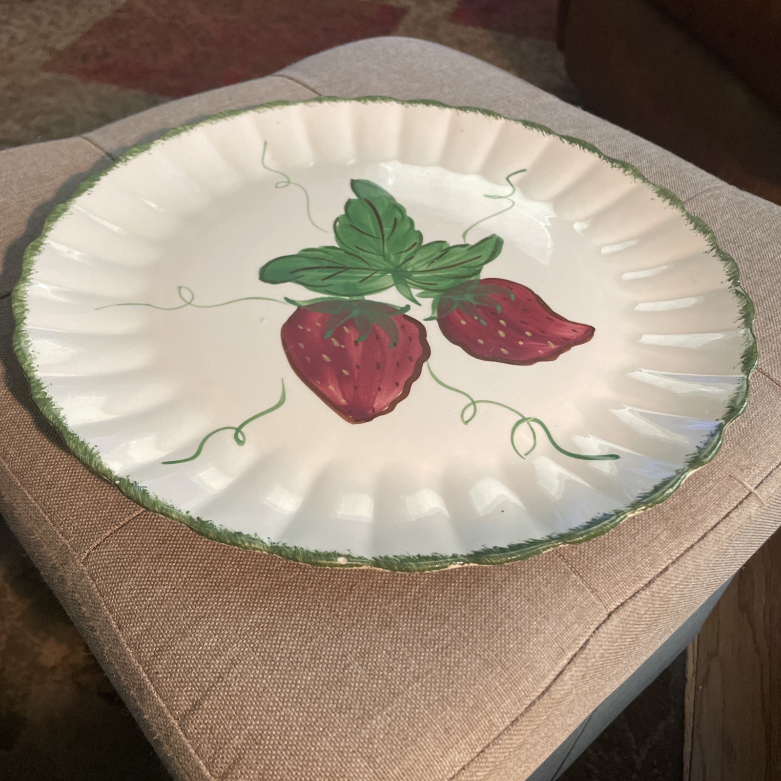 Hand-painted Blue Ridge Pottery Wild Strawberry Platter 11.5”