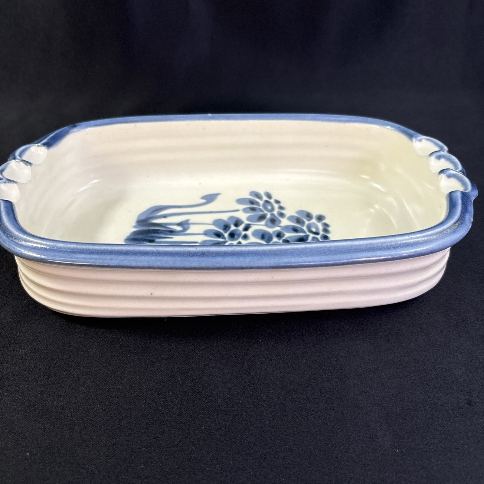 Stoneware Studio Pottery Daisy Loaf Pan or Gratin, Cottage Country “Marguerite”
