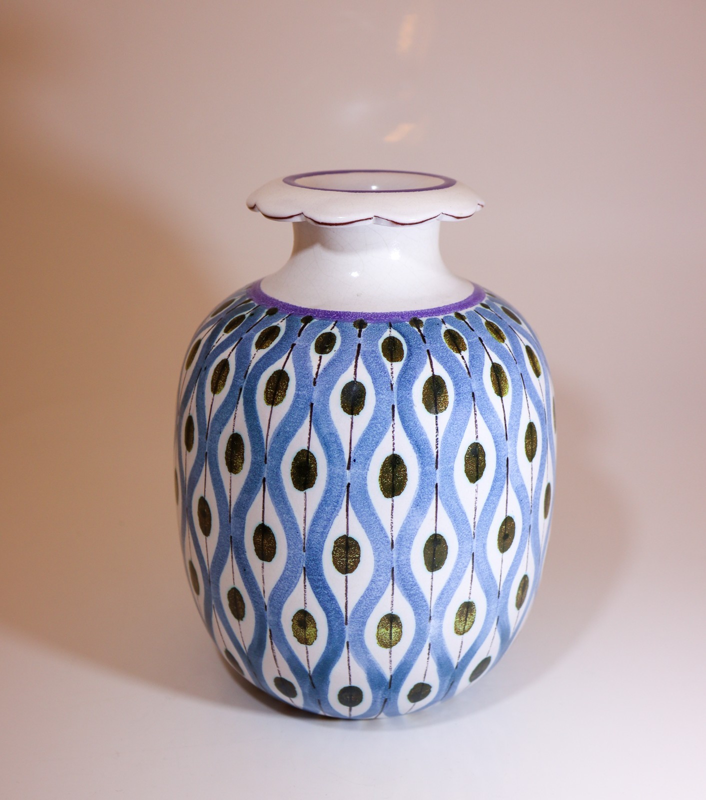 Stig Lindberg – Gustavsberg – Large Blue Faience Vase – Swedish Mid Century