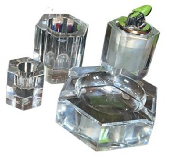 Rosenthal Studio Line Crystal Smoking Set Ashtray Ronson Lighter 4 Piece