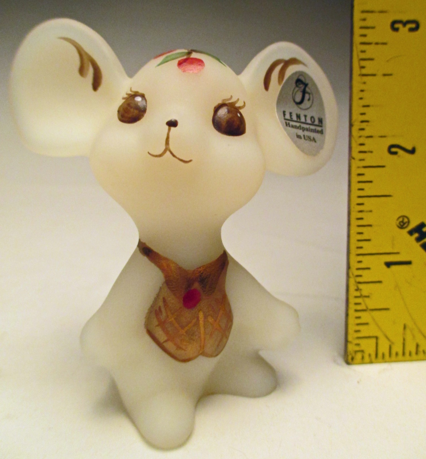 Fenton Art Glass Twining Berries #5148JX Christmas Mouse Hand Painted from 1998
