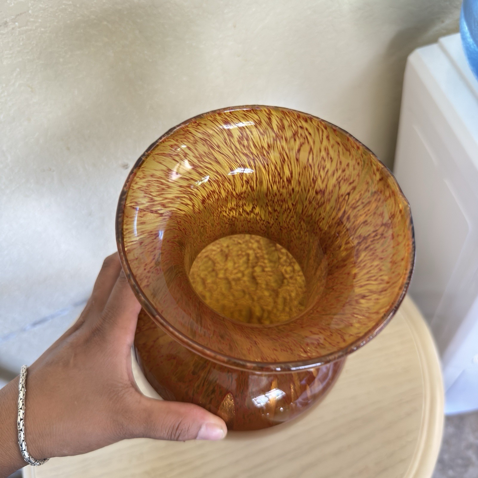 Azzurra Maestri Vetrai Italy Blown Glass Vases Red Gold Splatter