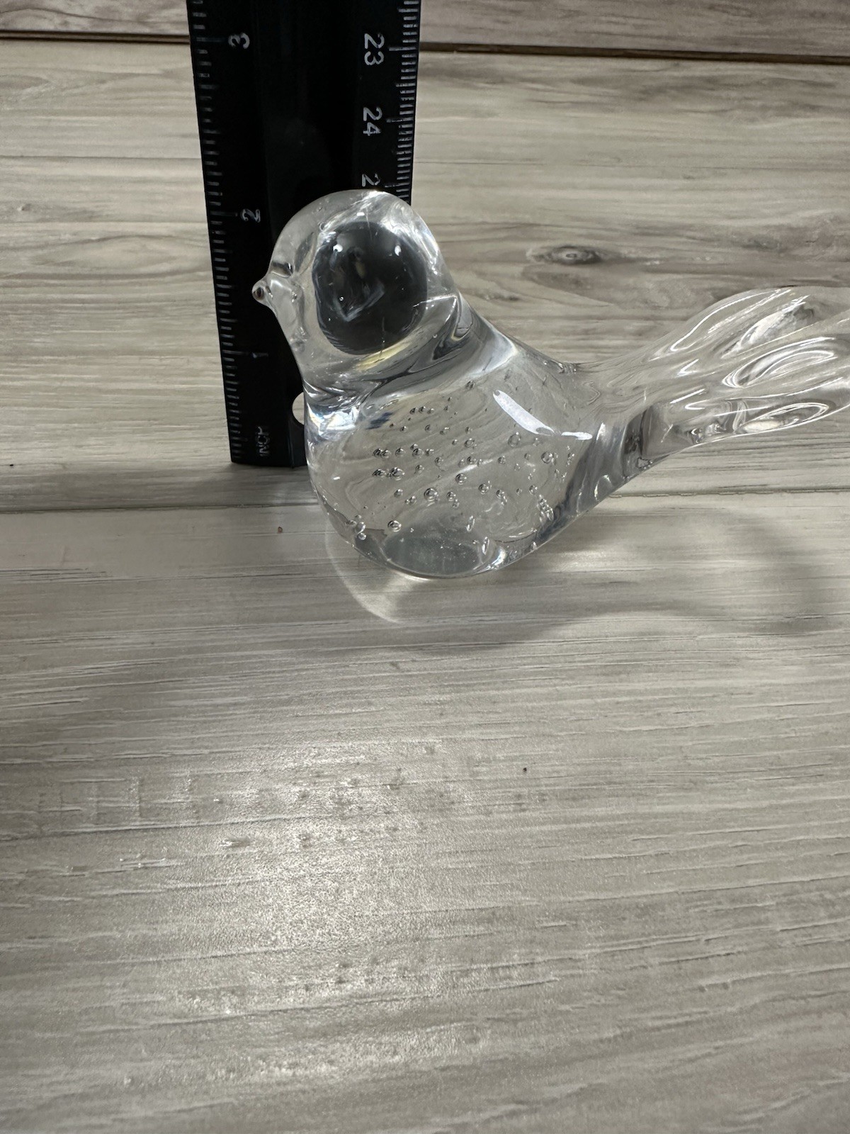 Lefton UOGC Bird Paperweight Controlled Bubble Clear Art Glass Vintage
