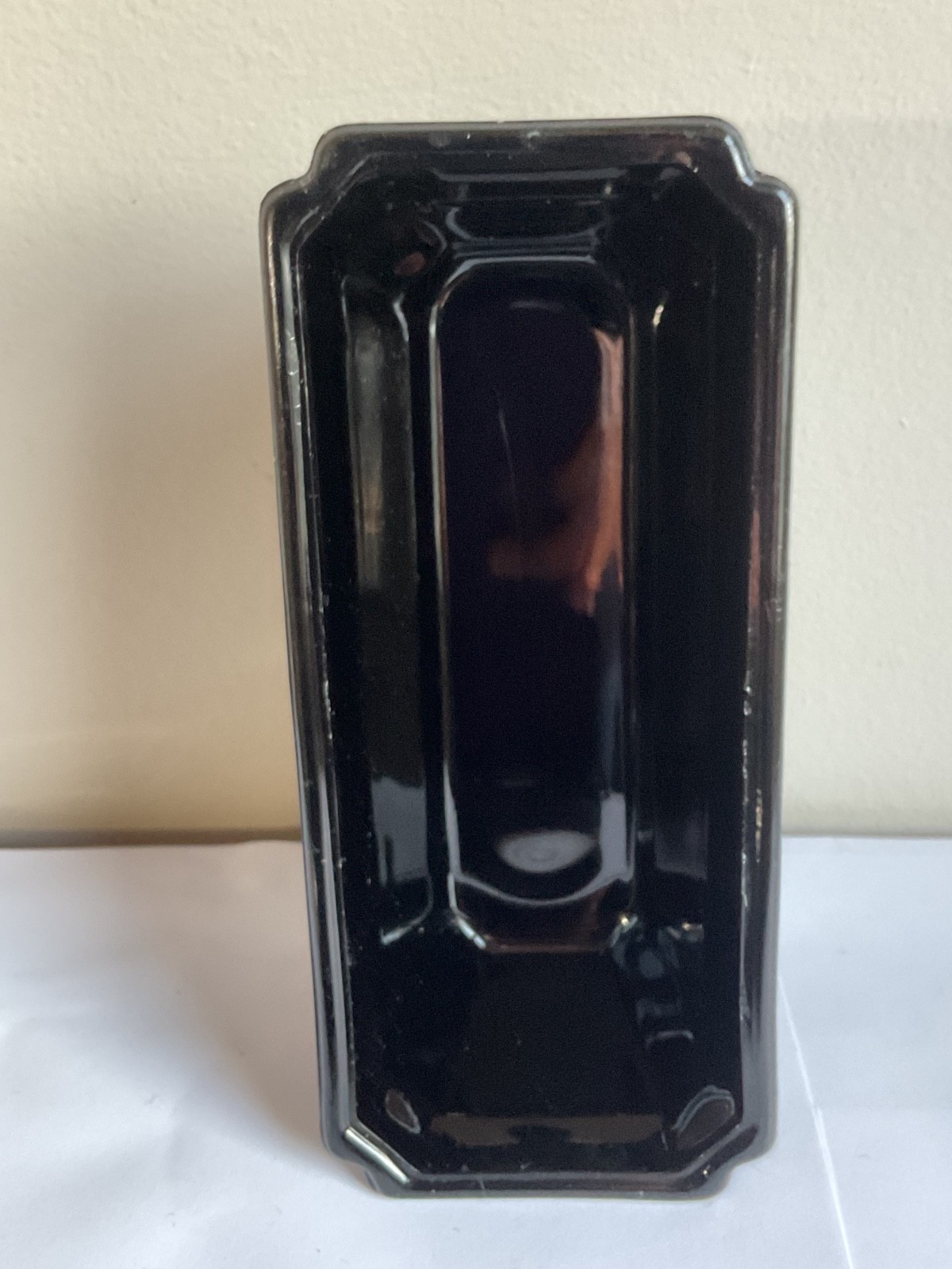 Vintage LE Smith Black Amethyst Footed Window Box Vase Flower Frog Rectangular