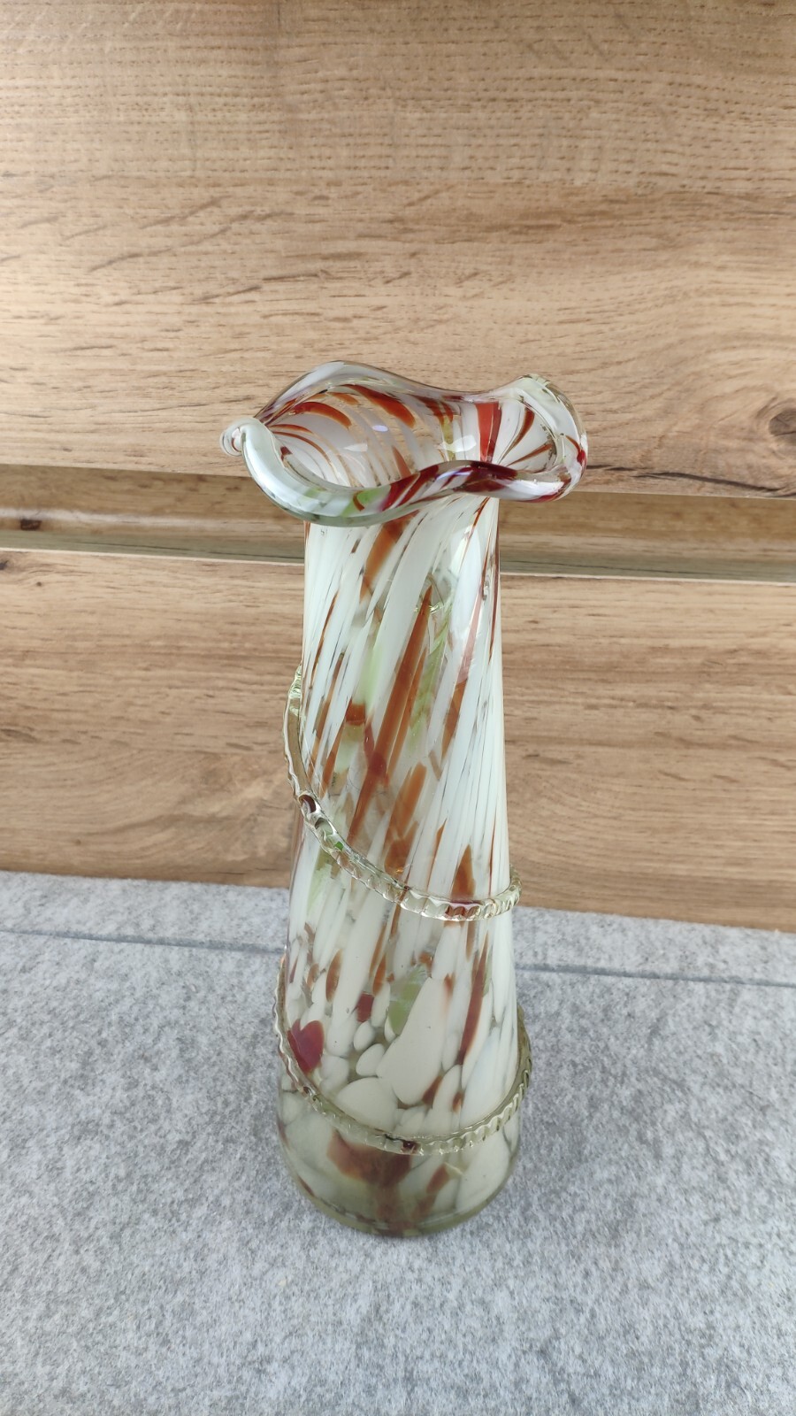 Vintage Multi-color Swirl Hand-Blown Glass VASE. height 25 cm