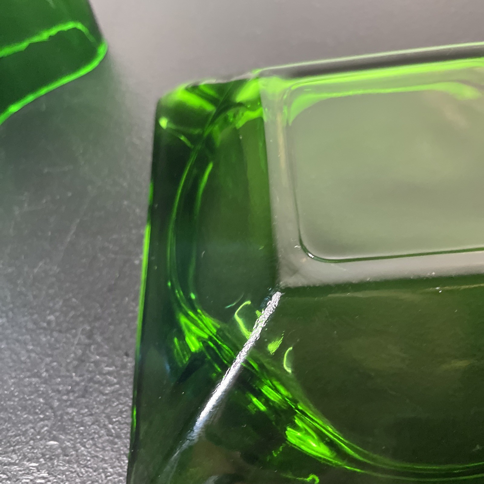 Southern Living Green Clear and Blue Art Glass Vase And Ash Tray Set Of 2