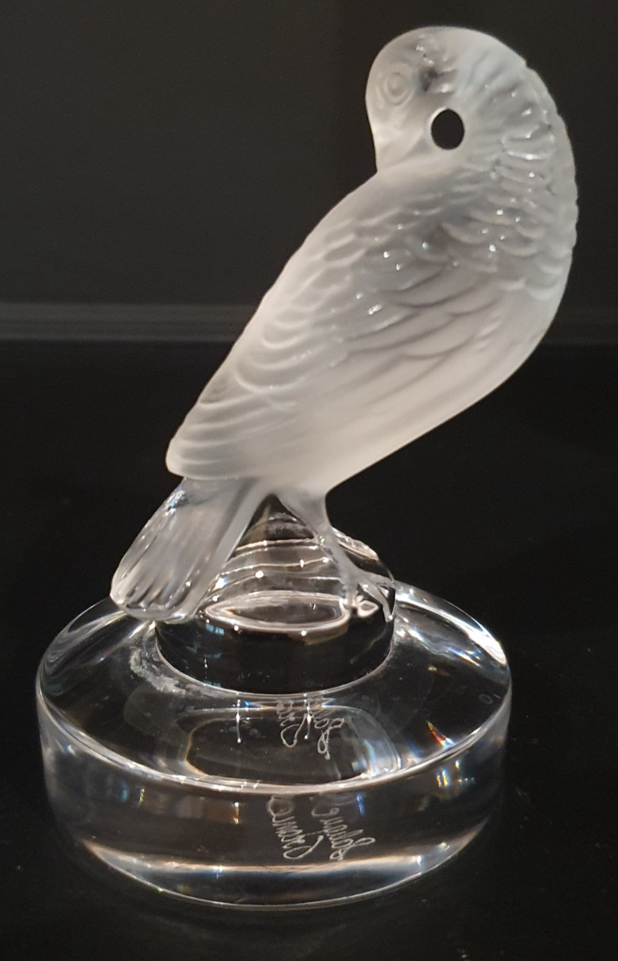Vintage Lalique France Clear Crystal Tourterelle Preening Turtledove Cachet Seal
