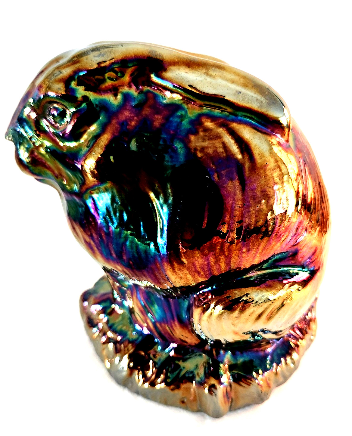 Vtg. Fenton Amethyst Carnival Glass Rabbit, 6″