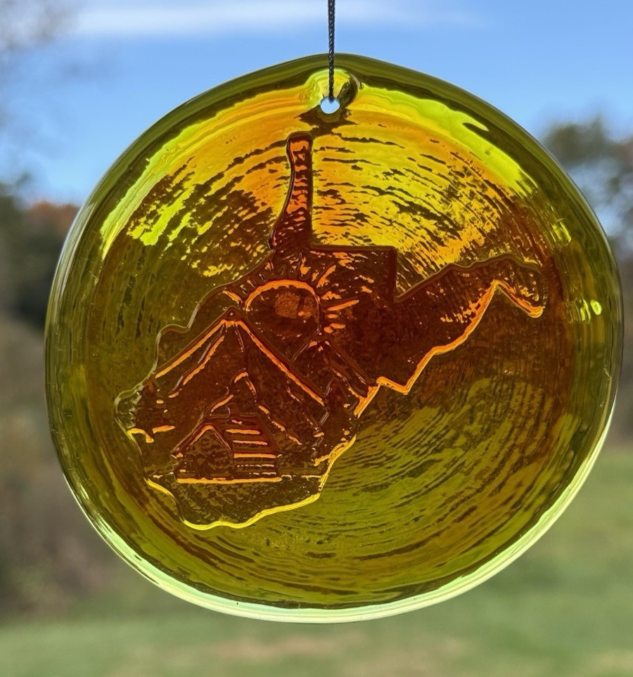 Blenko Glass Suncatcher – WV Take Me Home – Tangerine