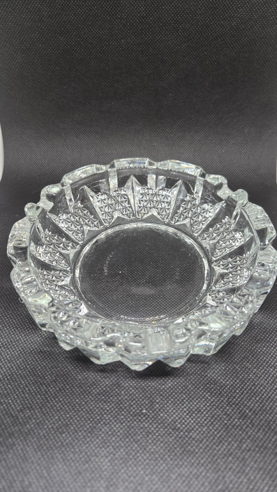 Vintage 5 7/8 Round Ashtray Firna FNG Indonesia Clear Cut Crystal Heavy Glass