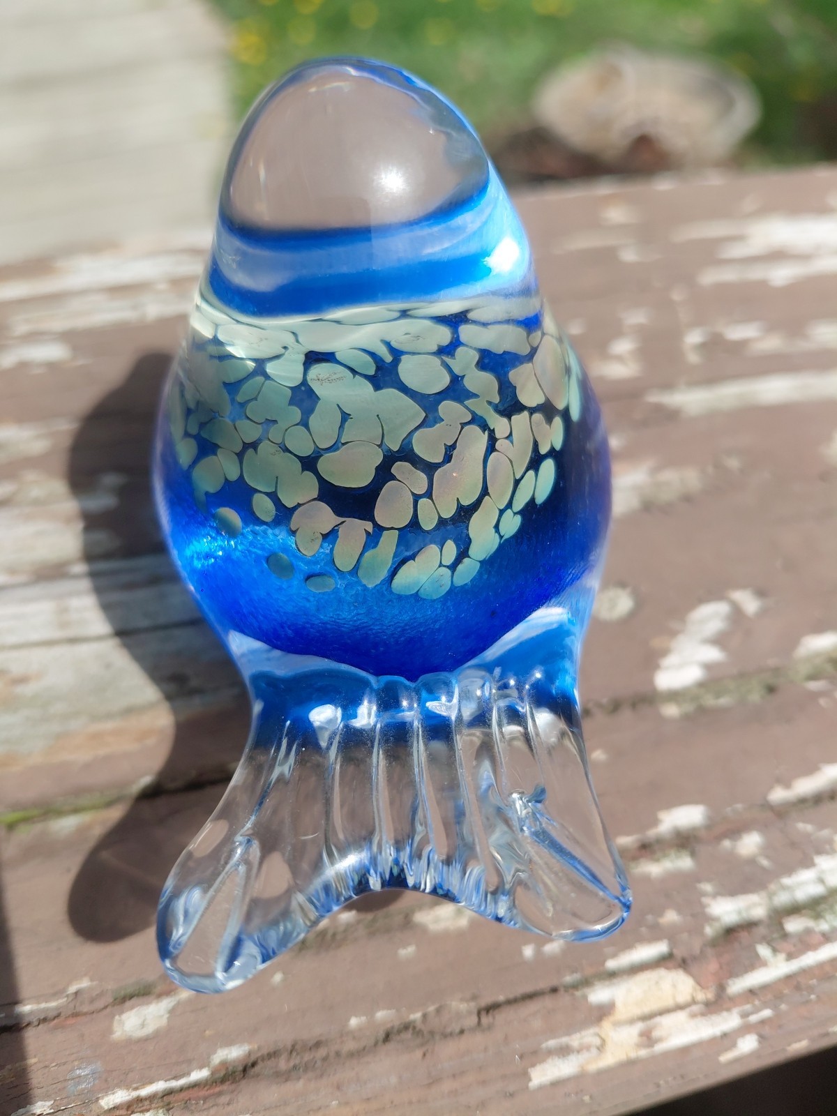 Bianco Blu Of Fiskars Village, Finland Sommerso Fine Art Blue Glass Bird