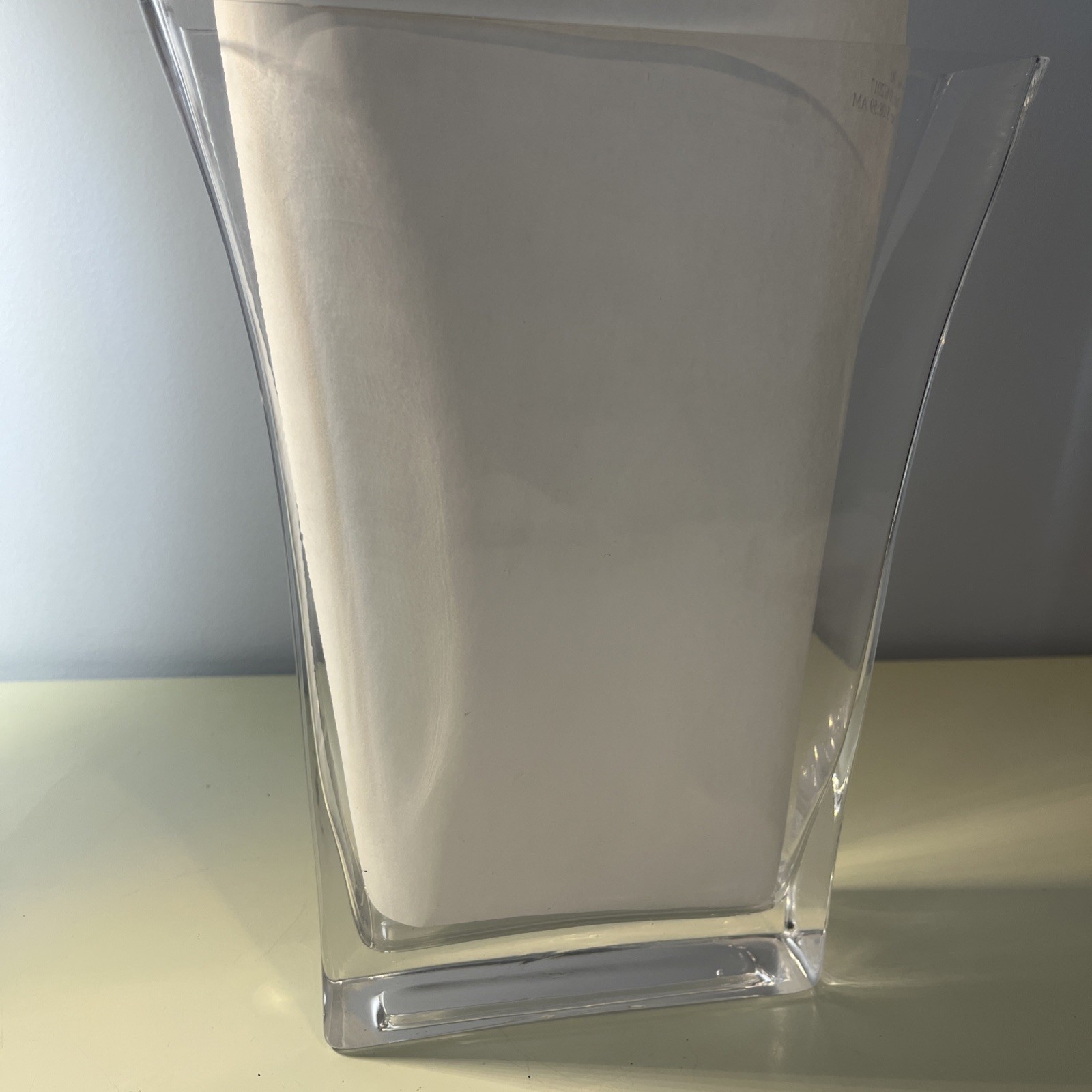 Clear Thick Glass Rectangle Flared Vase Home Decor Table Shelf Accent 9.8” X 7”