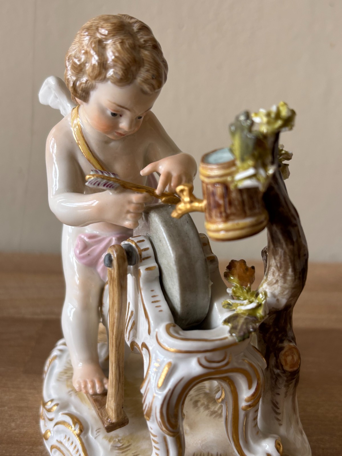 Lovely Meissen Figurine Cupid Sharpening an Arrow