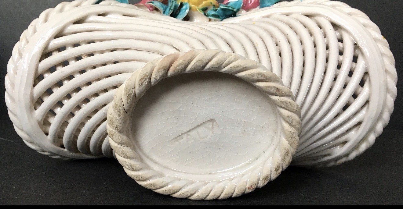Vintage Capodimonte pottery basket