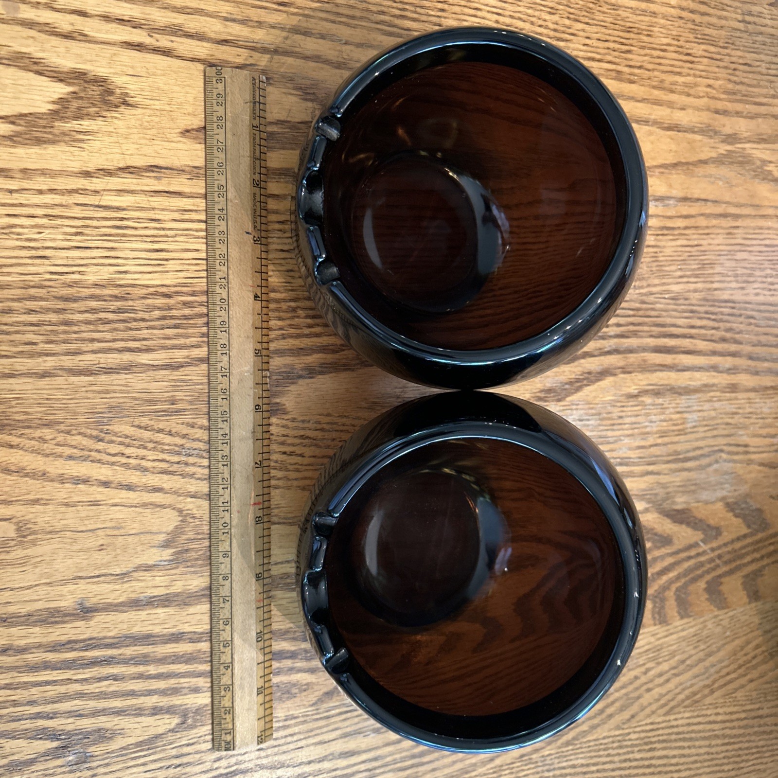Vintage Viking Lg Orb Sphere MCM Mid Century Amber Glass Cigarette Cigar Ashtray