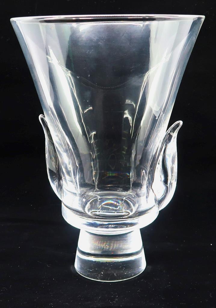 Art Glass Steuben 8113 Lloyd Atkins, LYRE Flower Vase, 7 1/4″ H
