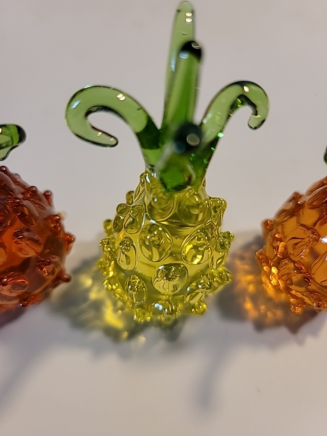 Hand Blown set of 3 Glass Pineapple Fruit Made in CZECH Republic