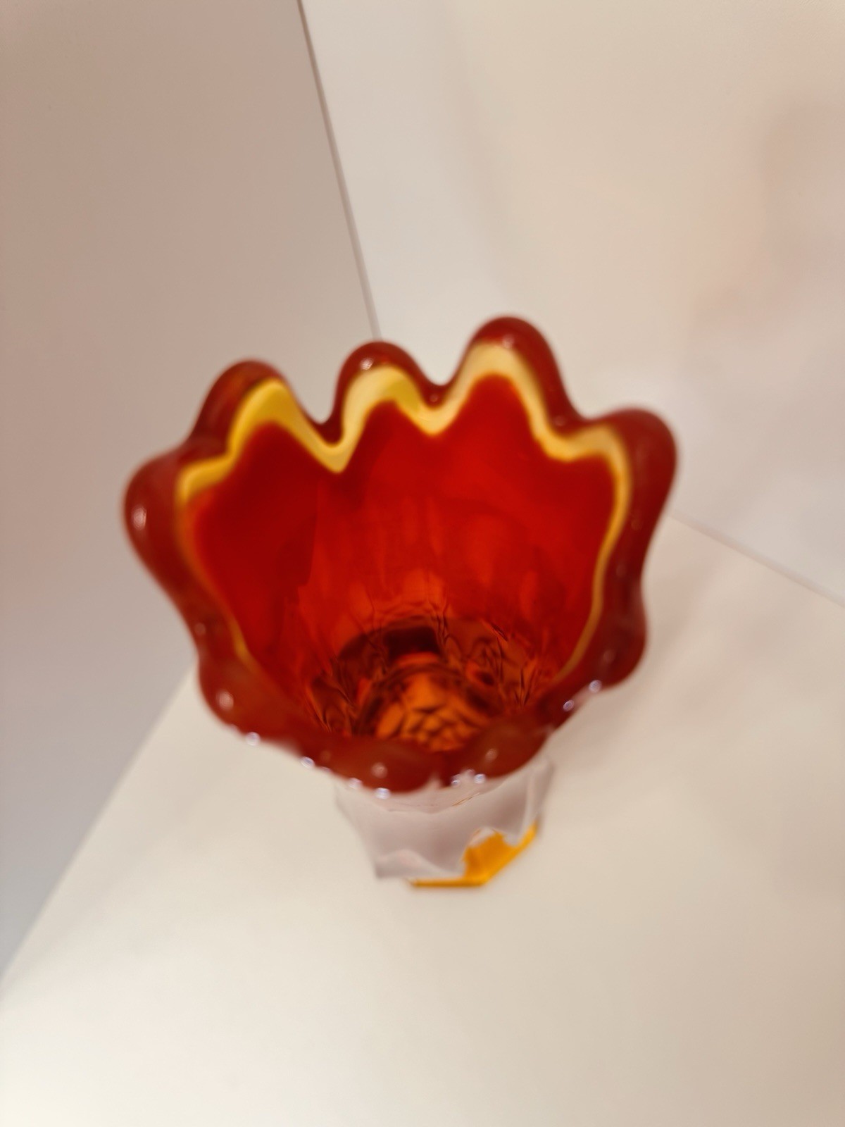 RARE L.E. Smith Vintage Glass Ruby Red Amberina Epic Line Swung Vase