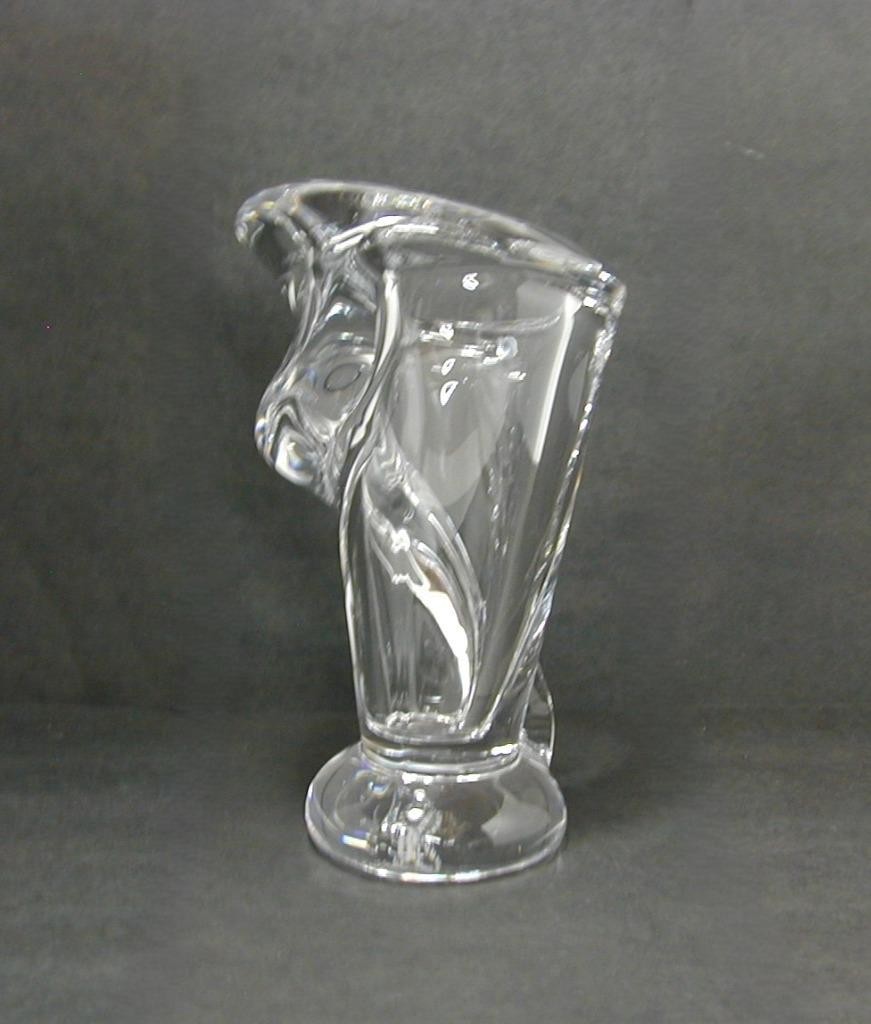 Vtg Art Vannes Le Chatel Calla Lily Lead Crystal 7 ½” Vase France MCM Modernist