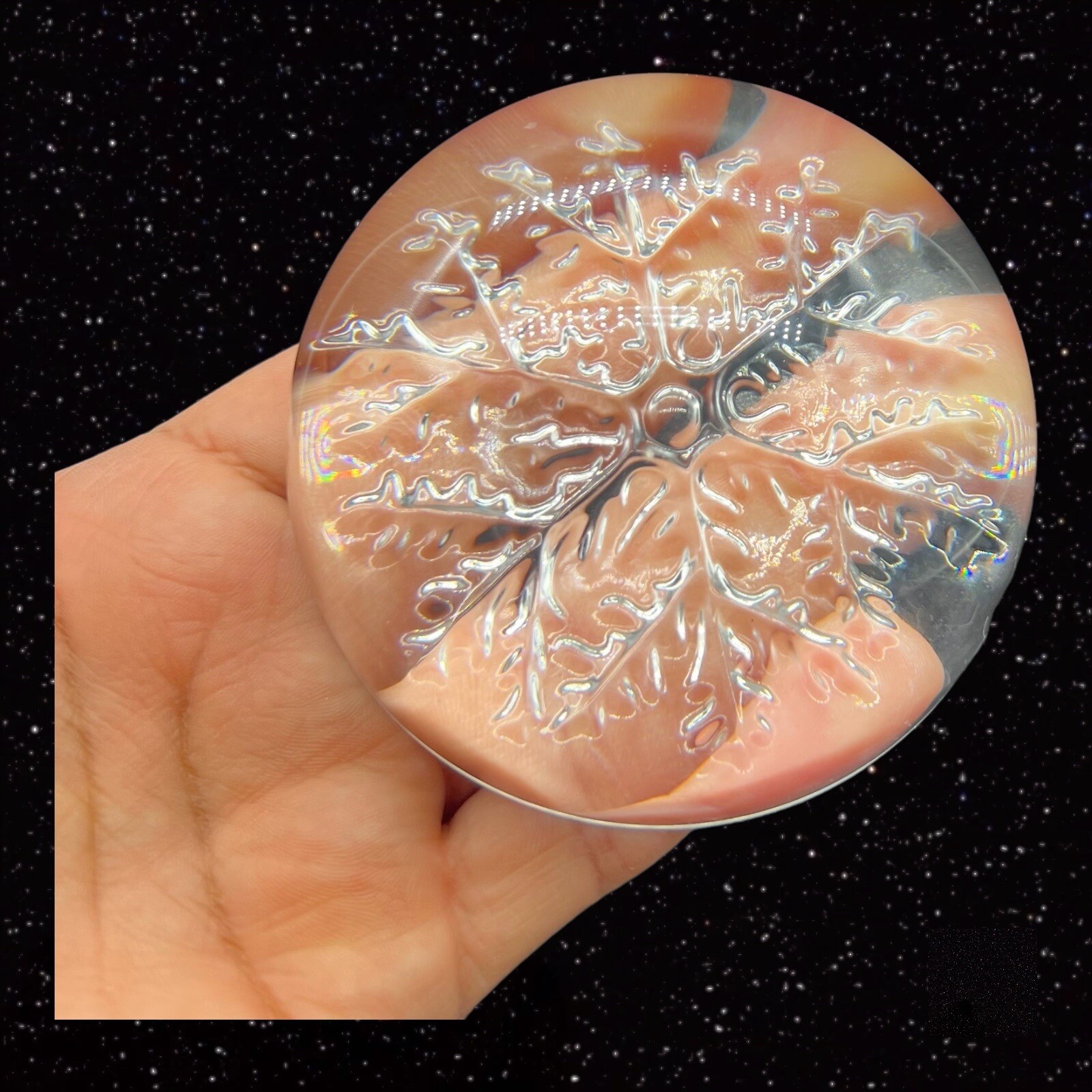 Art Glass Paperweight Snow Flake Christmas Snowflake Glass 3.5”W 2”T