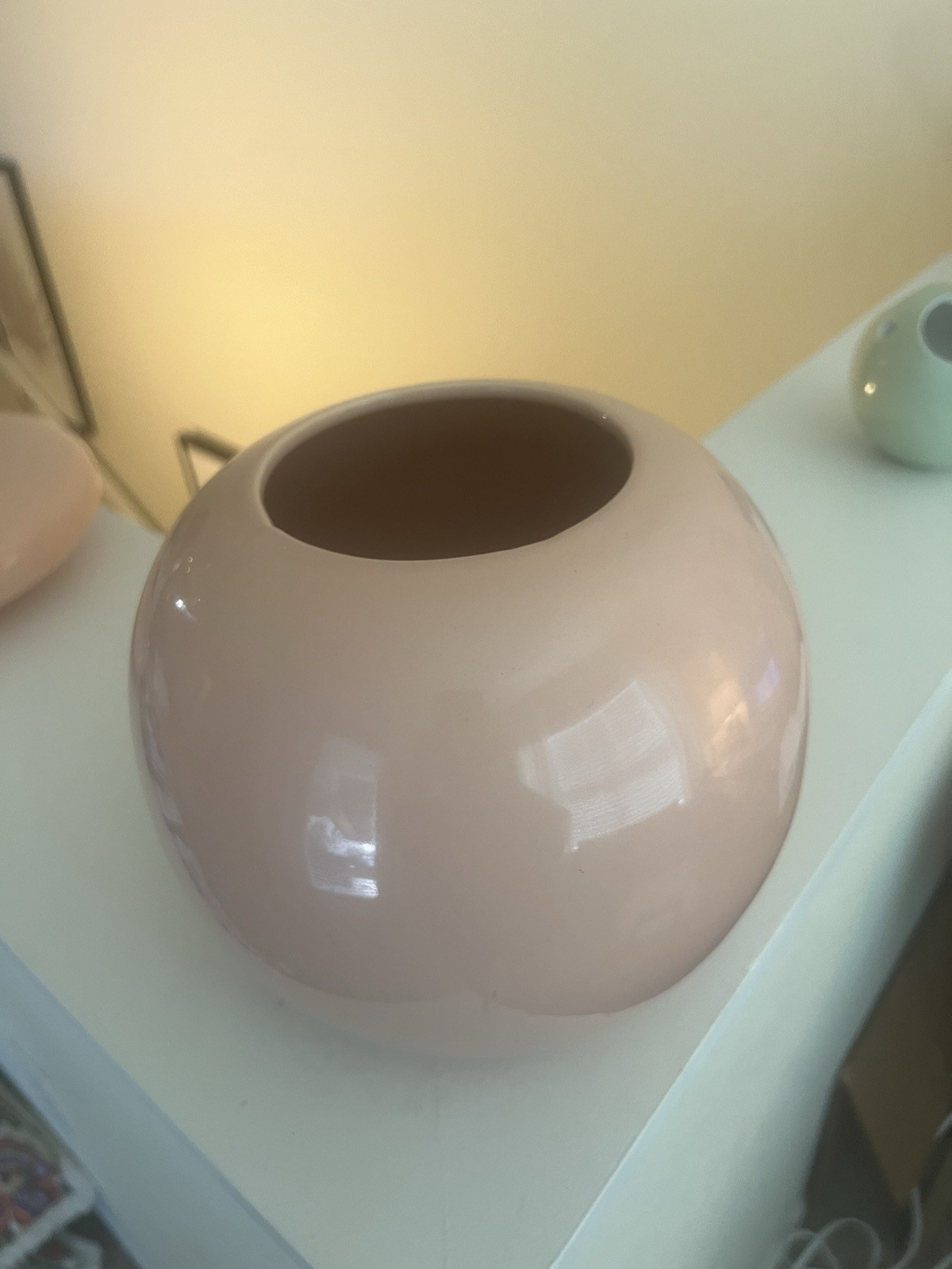 Vintage 80s Post Modern Large Peach Orb Vase Royal Imports