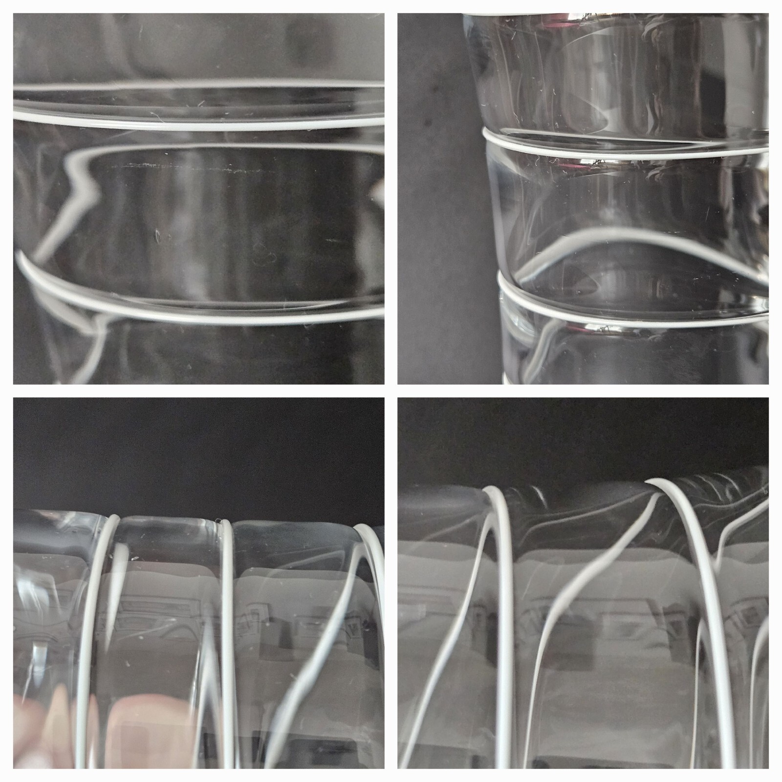 Tall IKEA Vase Fused Glass Clear & White Spiral 9.75″ Blown Glass Scandi Design