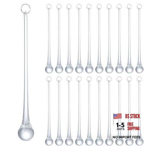 20pcs 6.3inch Clear Crystal Glass Teardrop Ornaments for 6.3inch Teardrop