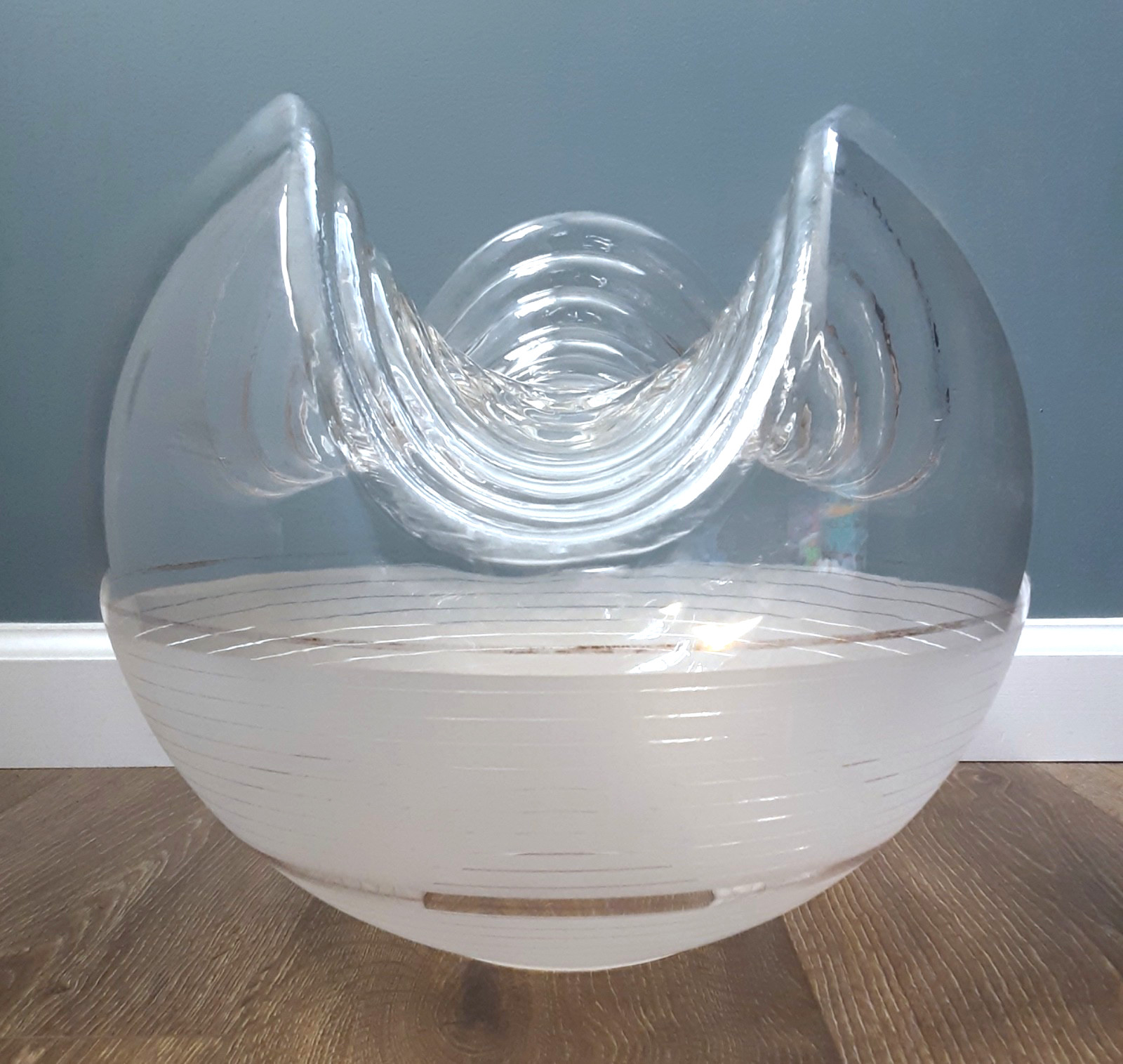 Mid Century MAZZEGA Murano Art Glass HUGE 13.75″ Centerpiece Globe Ball Vase MCM