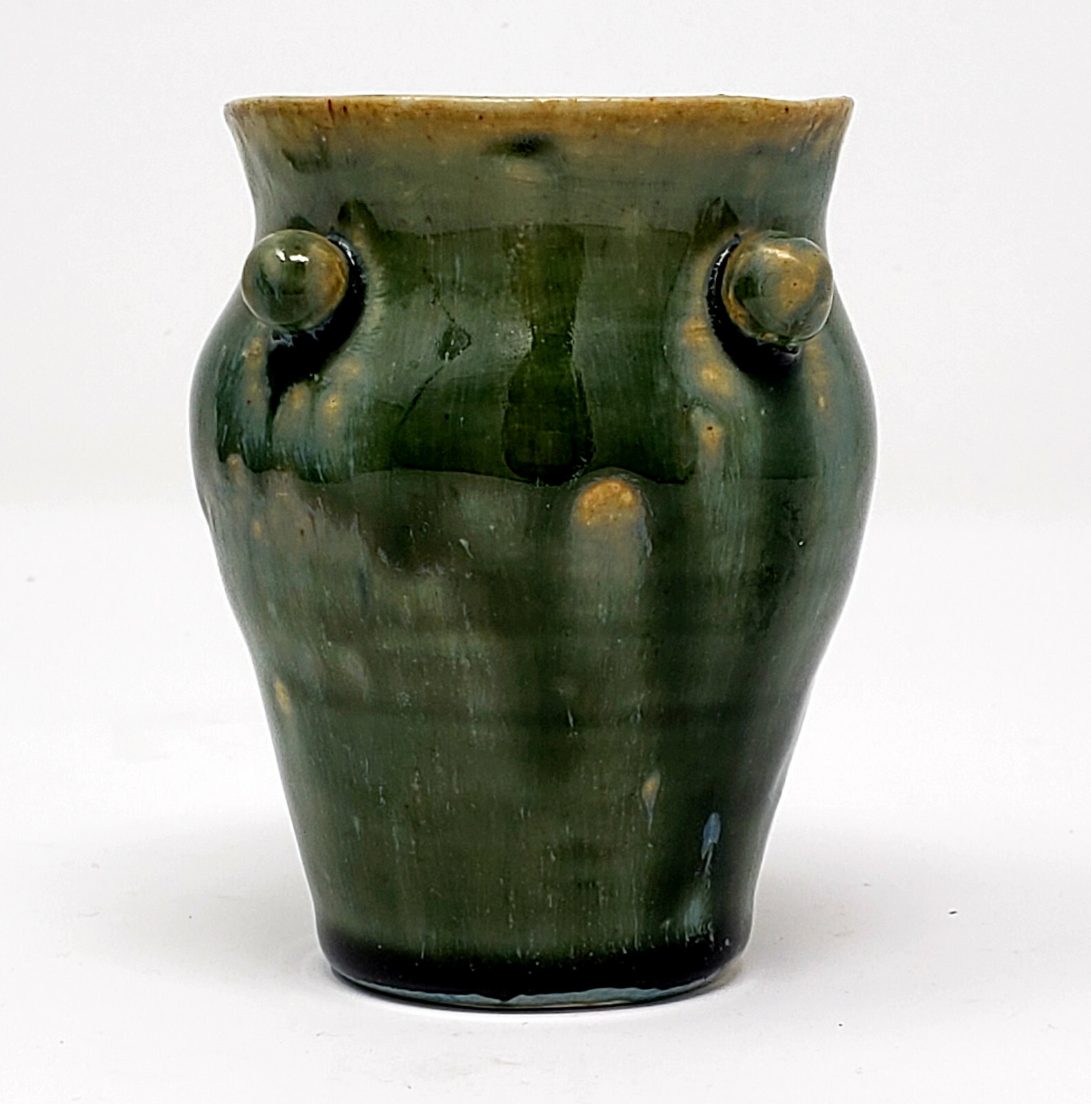 Art Pottery, Porcelain Vase Jar; Signed “Butterfly” Stamp; Studio Pottery 3 3/8″
