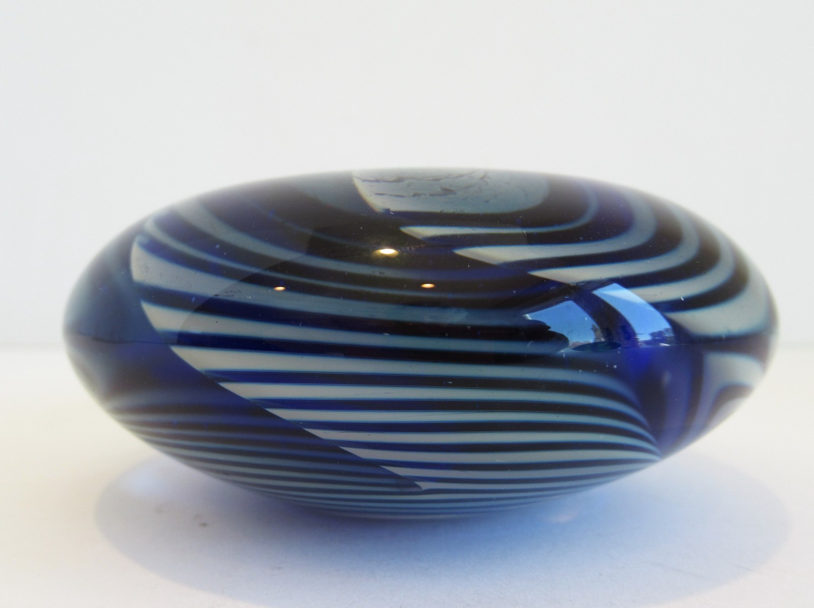 C. Walters Blue Swirl Glass Paperweight Signed C. Walters #12 3.25″ W x 1.25″ H