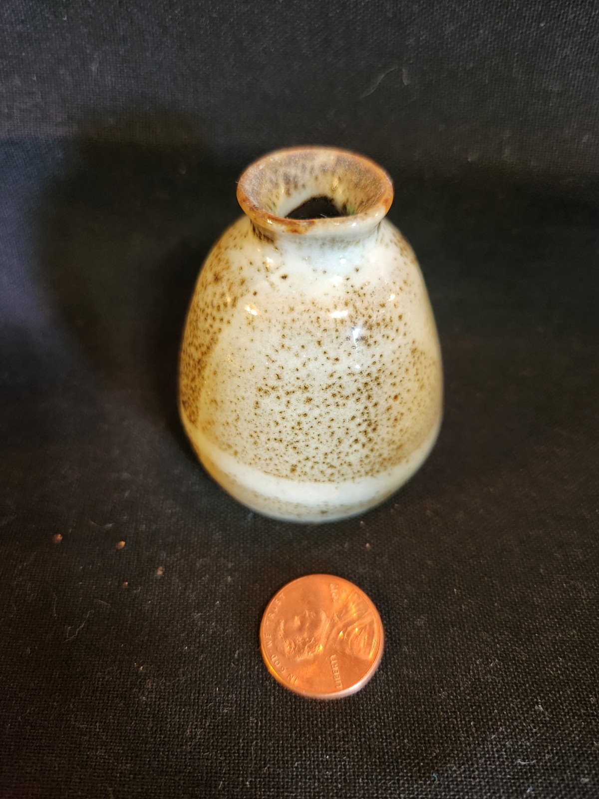 Vintage Studio Pottery Bud Vase Speckled Brown Cream Ceramic Vase