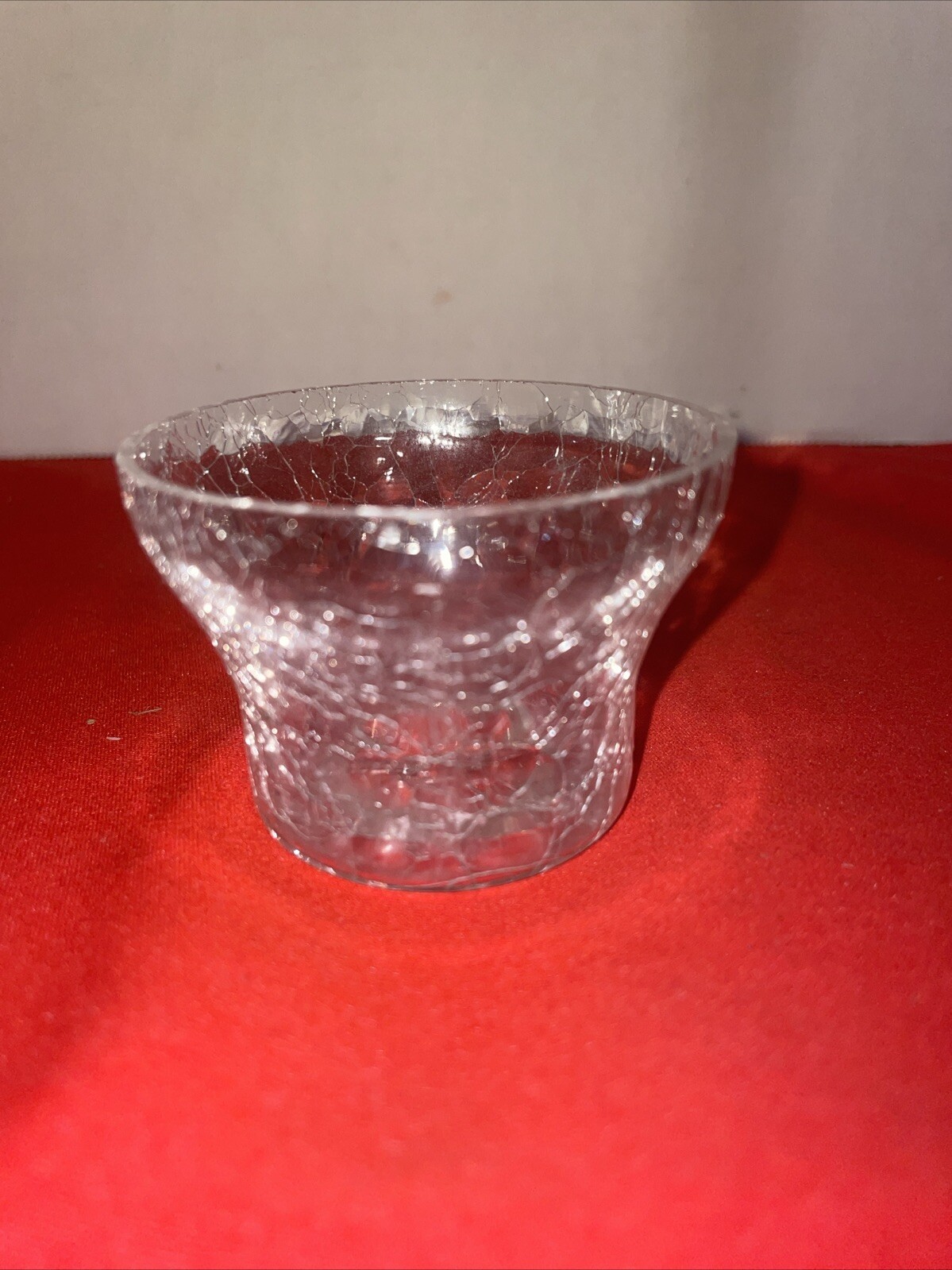 Vintage Crackle Glass Candle Holder 2” Dia Bottom 2.75” Top 2” Tall- Estate Find