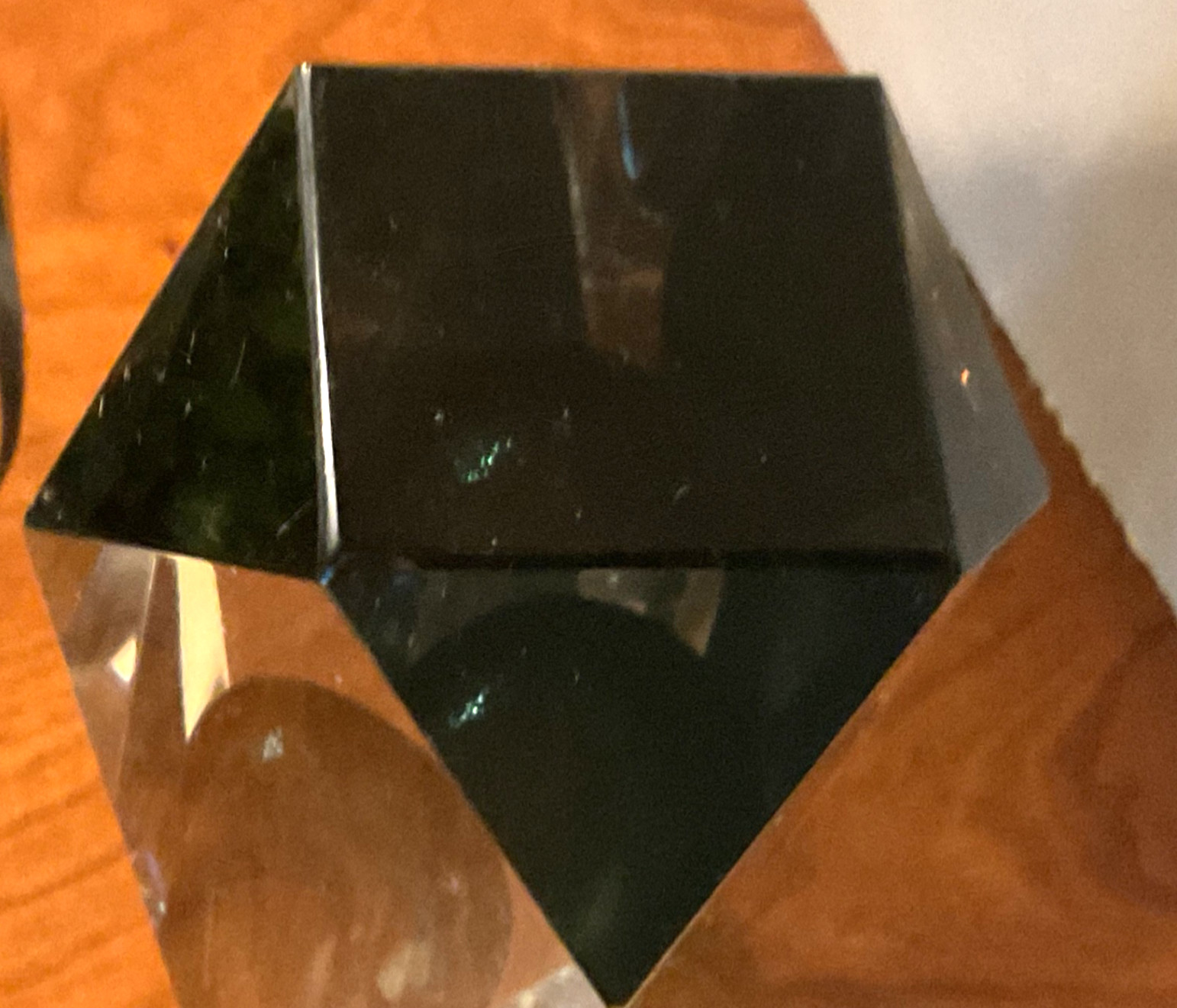 Murano Obsidian faceted glass vase art glass 8.75” vase gray clear Sommerso
