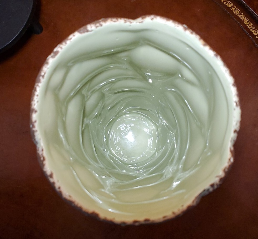 10” MCM b+B Marked Art Vase Light Green / Mint And Brown Trim