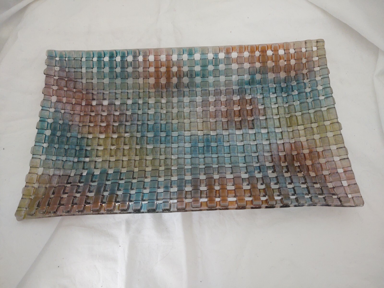 Stunning Braided Art Glass Multi-colored Tray~~A Must-see