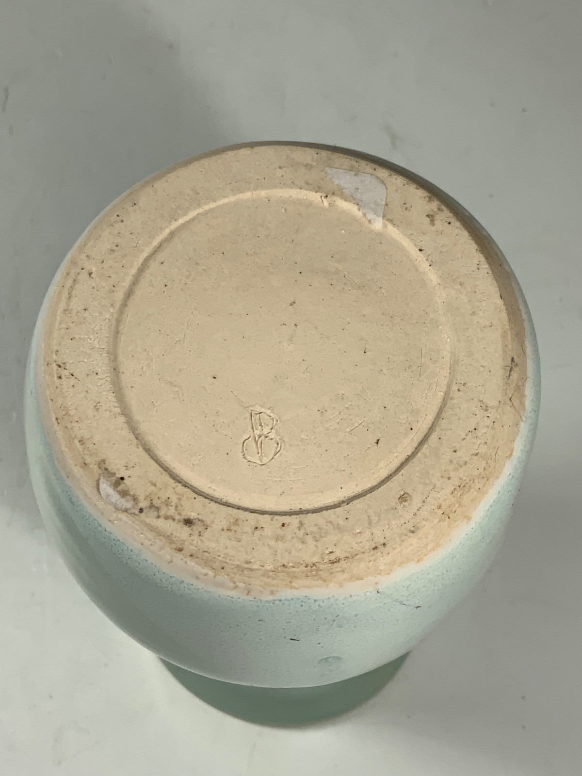 Vintage Robins Egg Blue Art Pottery Vase Signed 6.25″