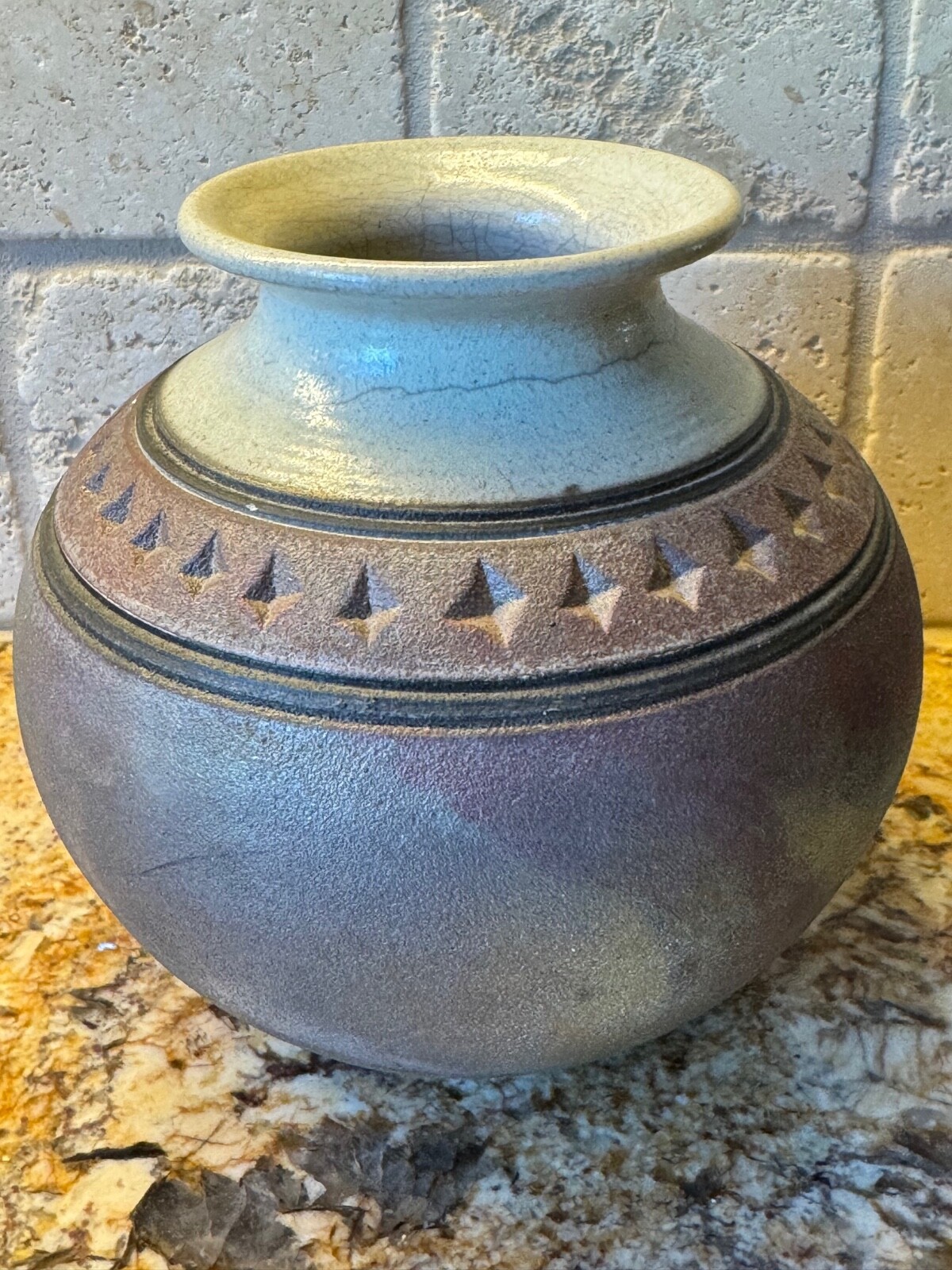 Artisan Raku Pottery Bowl Vase Signed 5.75″ x 5.5″