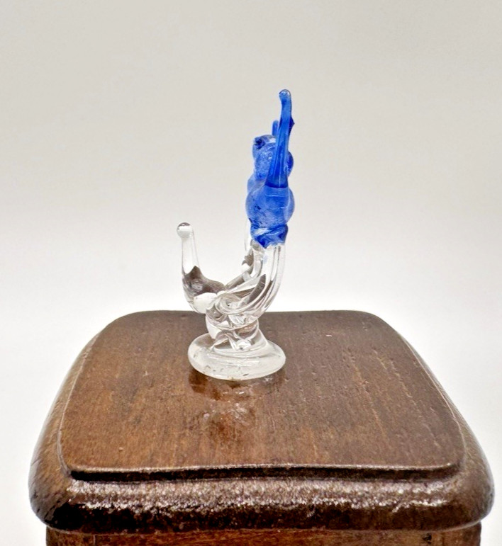 Vintage Art Glass Miniature Blue Birds and End Table