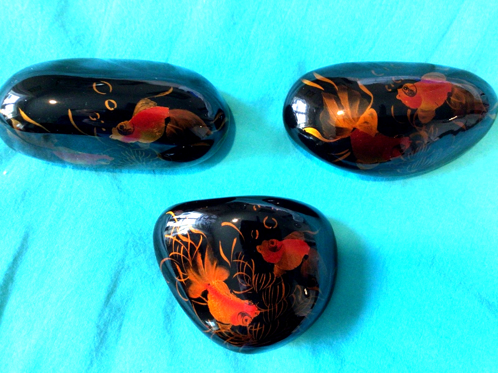 Dotasco vintage paperweights or pond stones, set of three