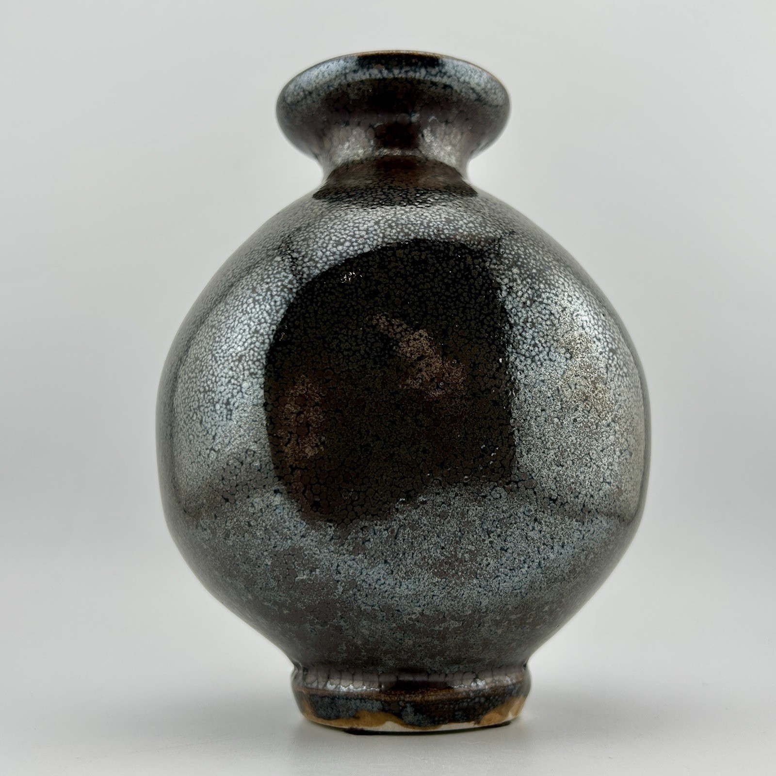 Wayne Ngan Stoneware Vase Yuteki Tenmoku Oil Spot Hornby BC Signed 70s VTG