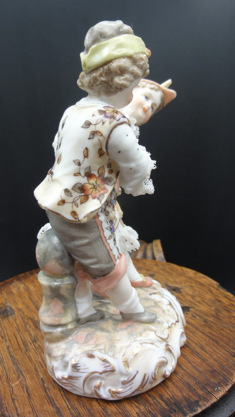 Meissen Figure Group Late 19thC Antique Hand Painted & Lace German Porcelain