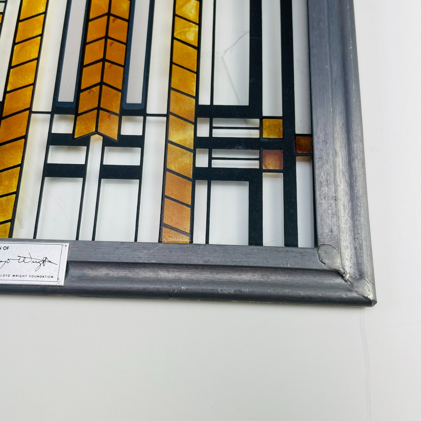 Frank Lloyd Wright MCM Autumn Sumac Stained Glass Suncatcher 11.25×7.5