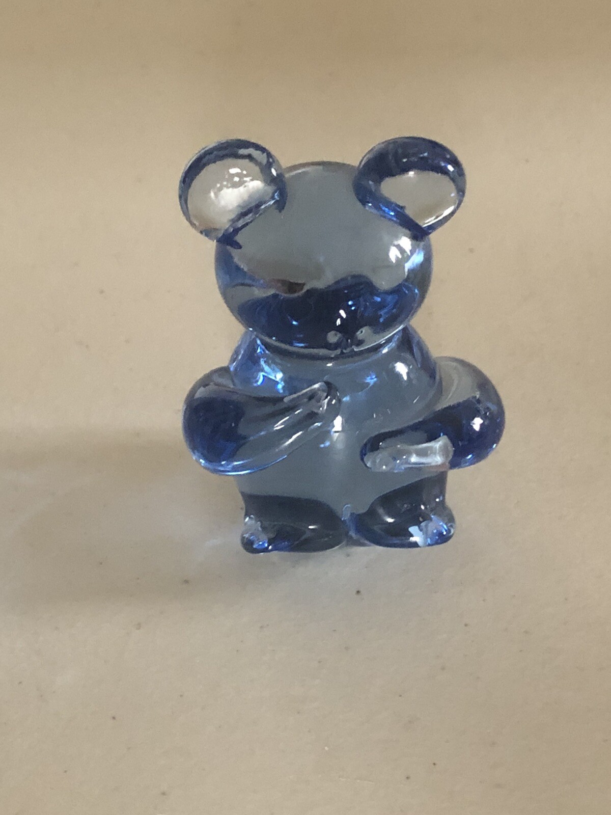 UNITED STATES COMMEMORATIVE FINE ART GALLERY BLUE HAND BLOWN GLASS PANDA BEAR