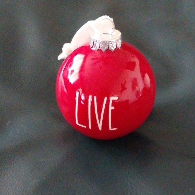 Rae Dunn Live And Laugh Red Ornaments Christmas Holiday Set Of 2 Ceramic